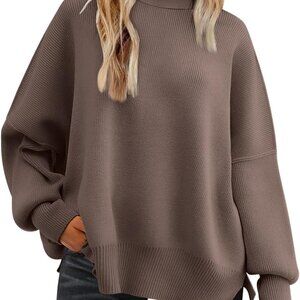 Versatile Women’s Knit Batwing Sweater with Side Slits - Cozy Fall Essential